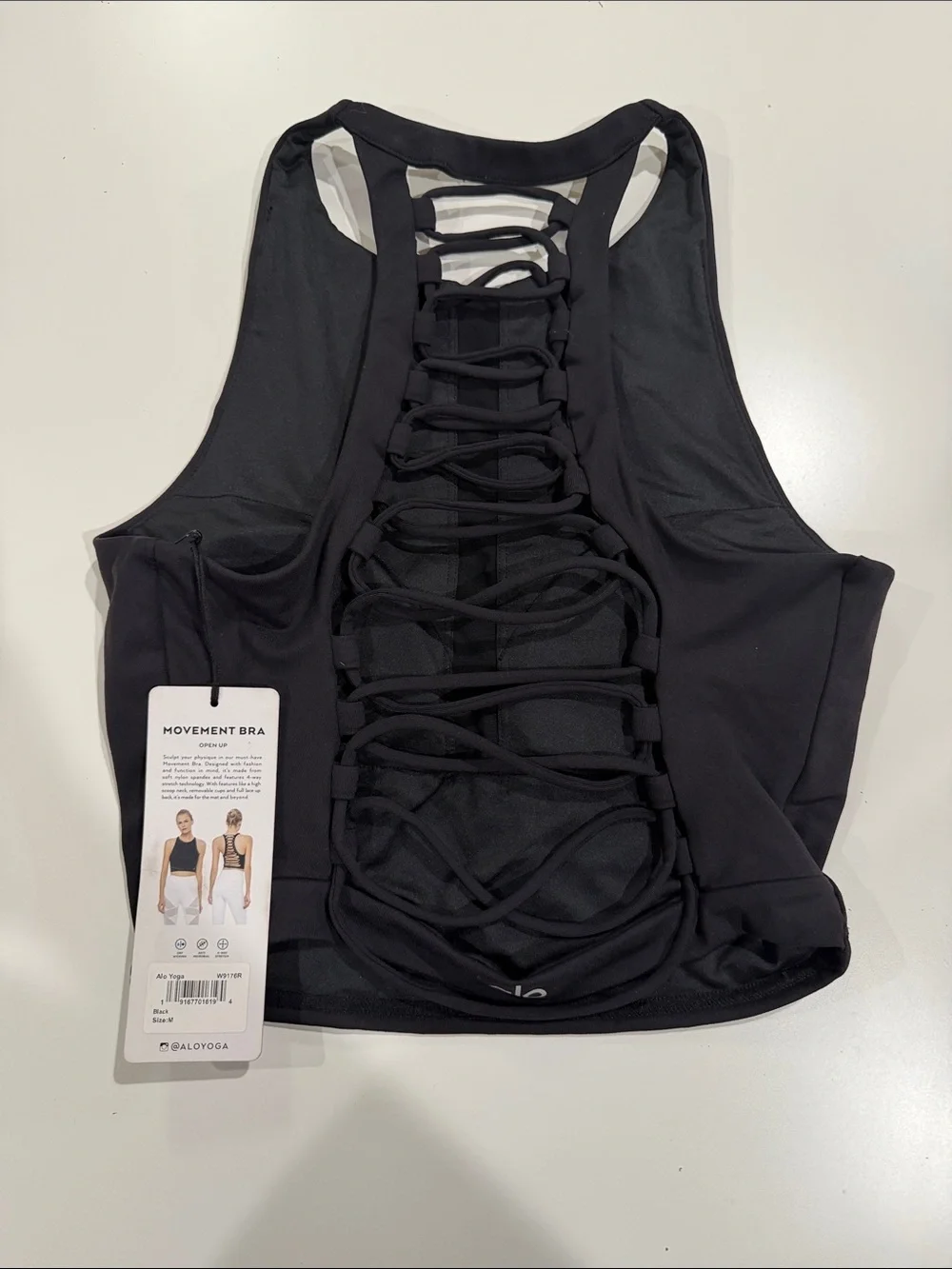 ALO Yoga Black High-Neck Strappy Back Sports Bra